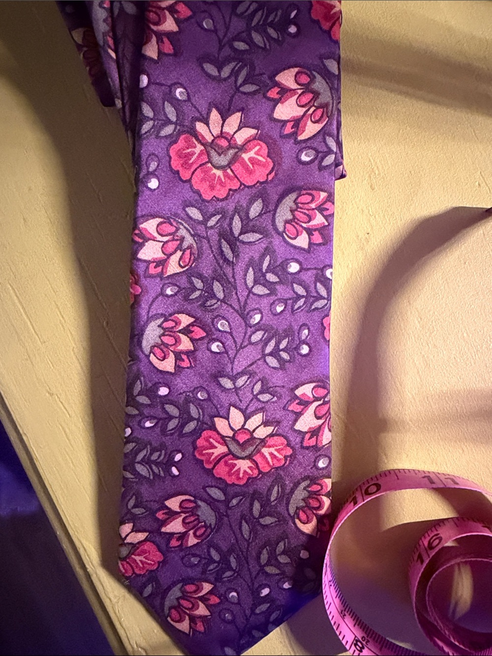 Polo by Ralph Lauren Purple Floral Silk Tie with Pink Accents